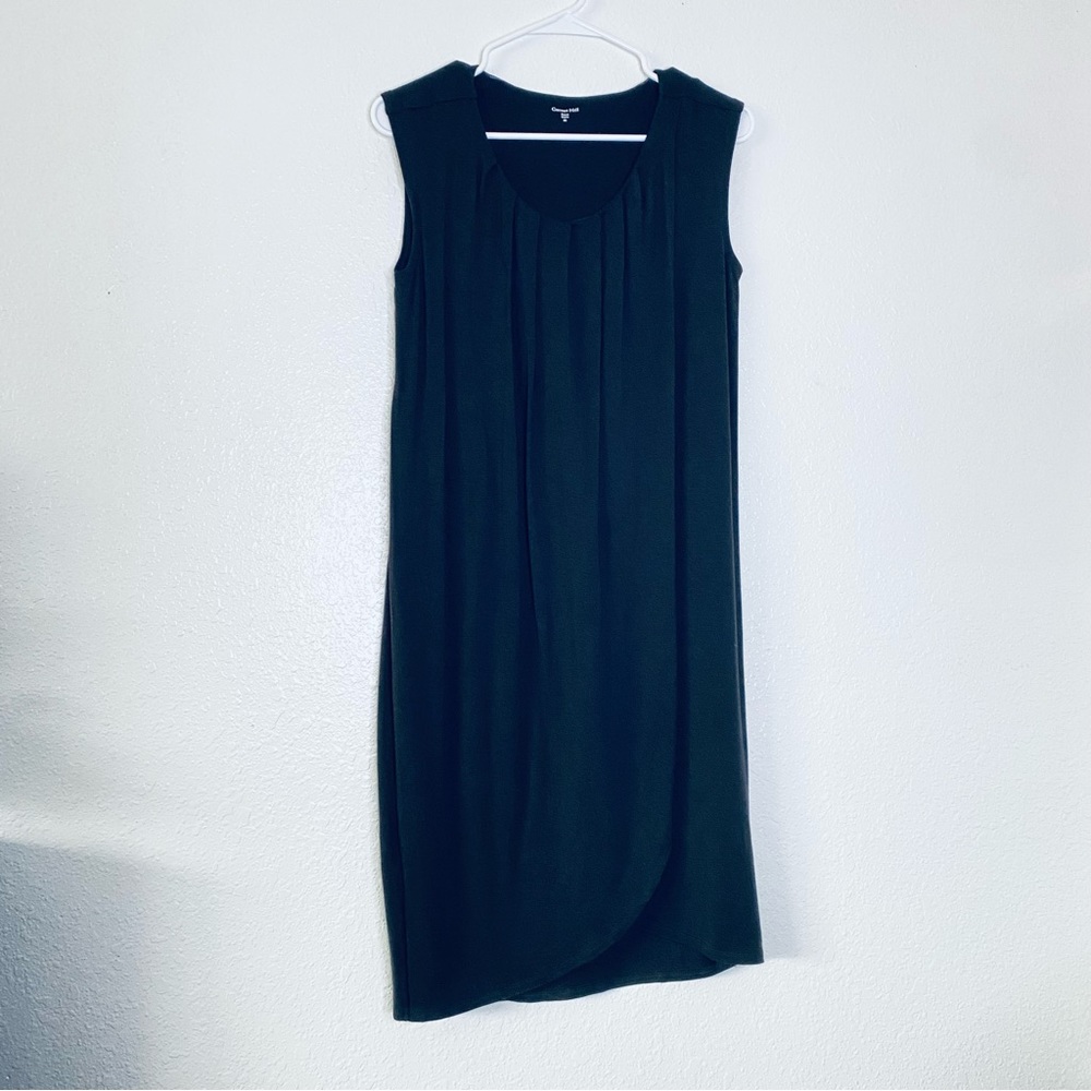 Garnet Hill Pleated Faux Wrap Tencel Blend Sleeveless Little Black Dress XS